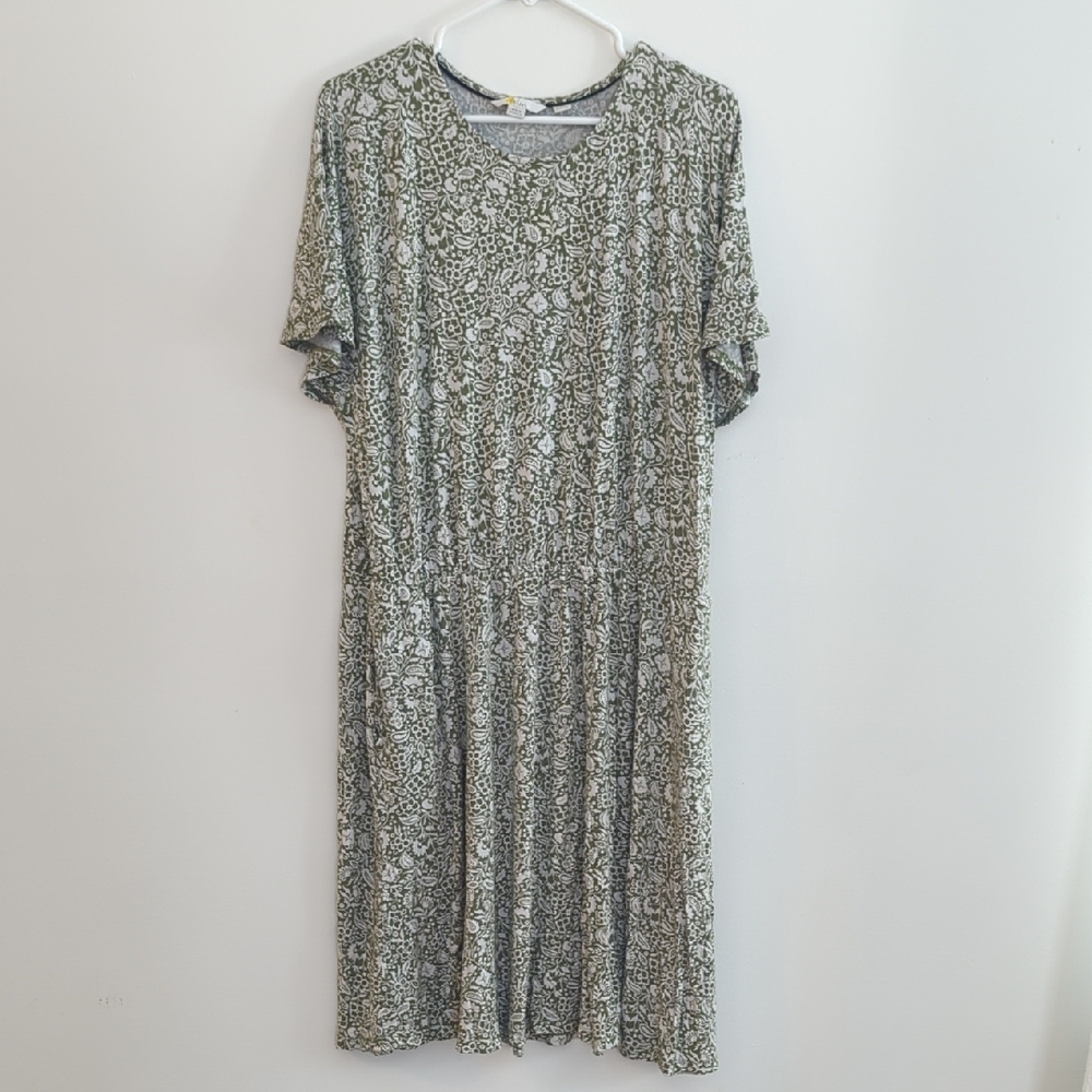 2/$40 - Boden Women's Size Olive Floral Dress (US 20/22R)